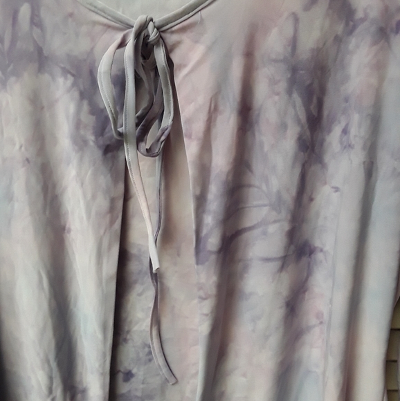 Lavender Periwinkle Tye Dye Tie Blouse Boho M - Picture 5 of 5
